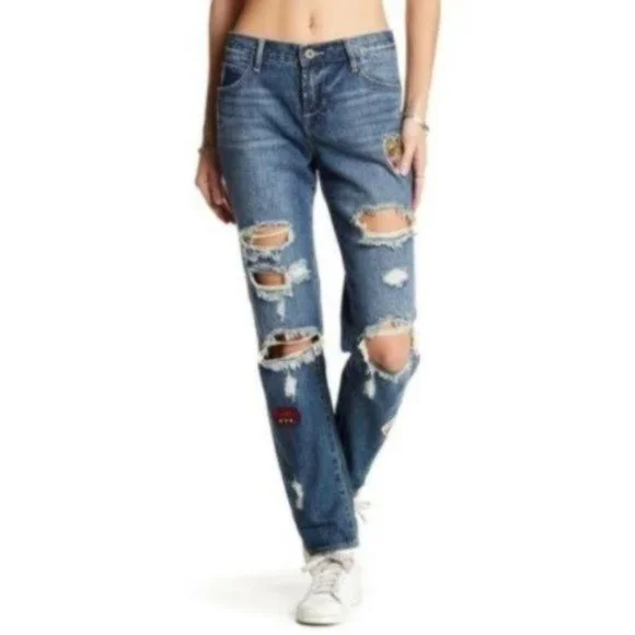 Articles of Society Jeans Boyfriend Distress Patch Jean - Picture 2 of 8
